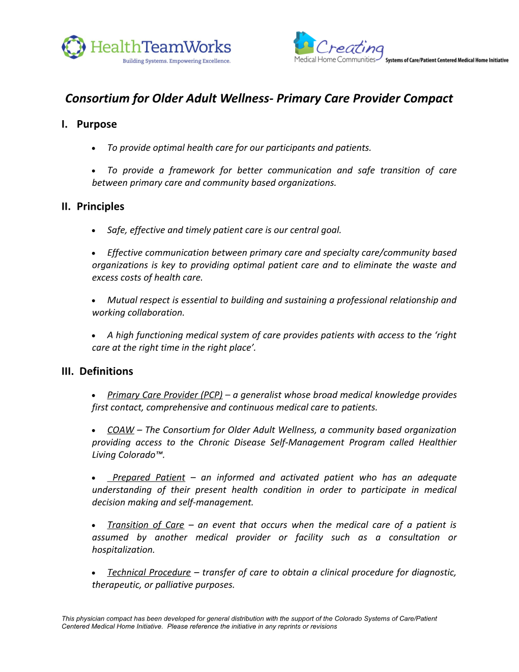 Primary Care- Secondary Specialty Care Compact