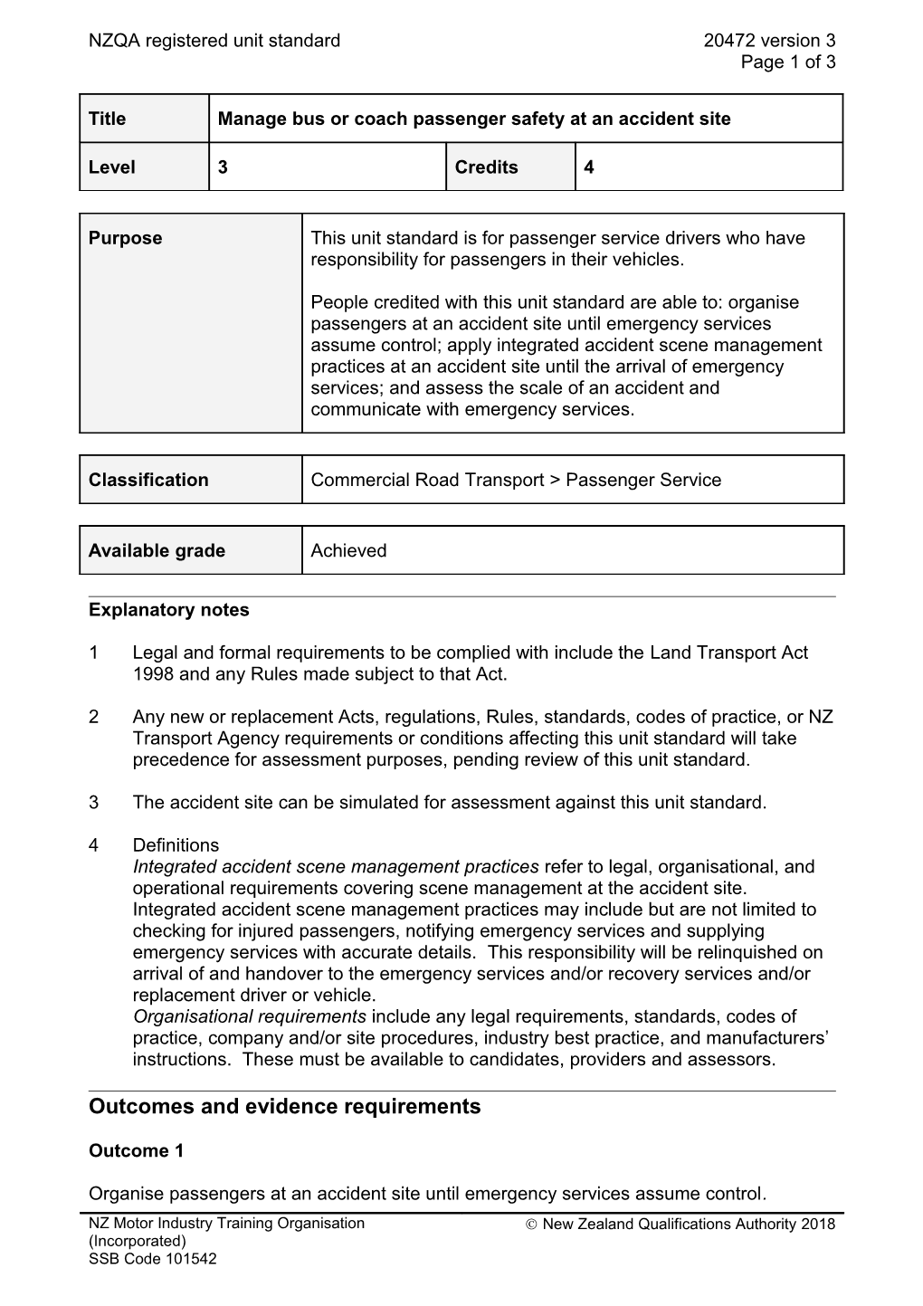 20472 Manage Bus Or Coach Passenger Safety at an Accident Site