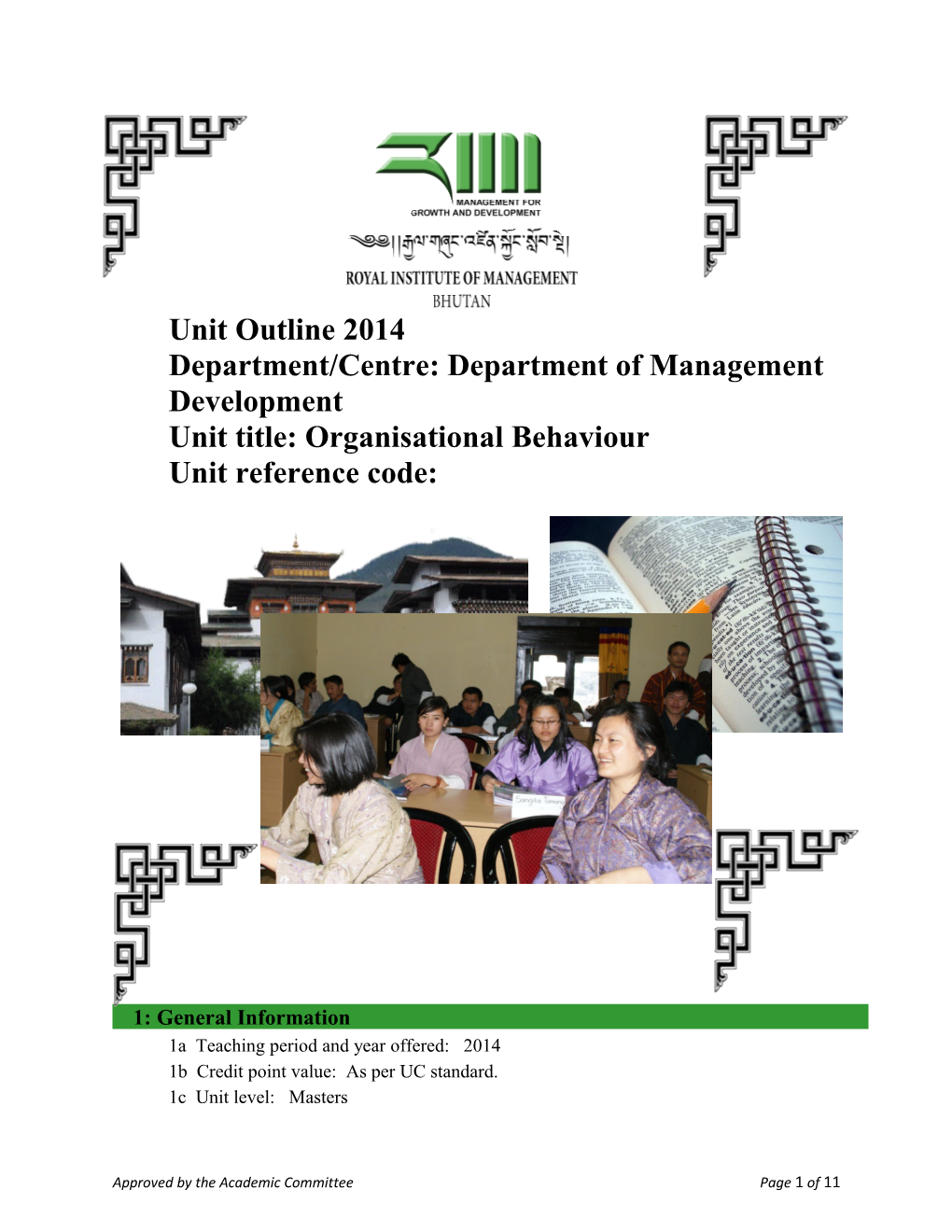 Department/Centre: Department of Management Development