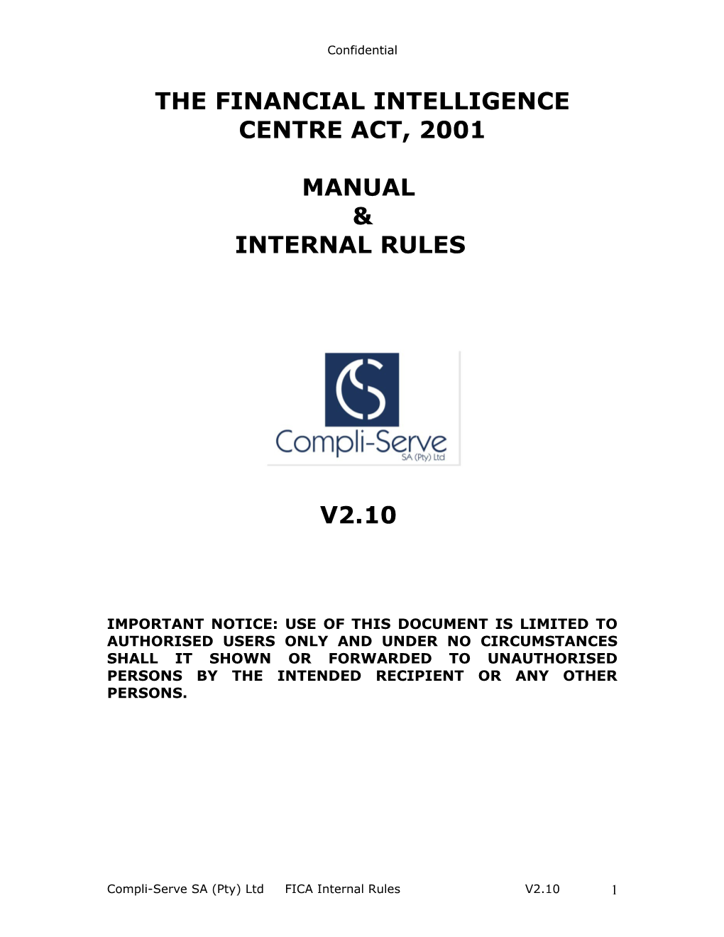 The Financial Intelligence Centre Act, 2001