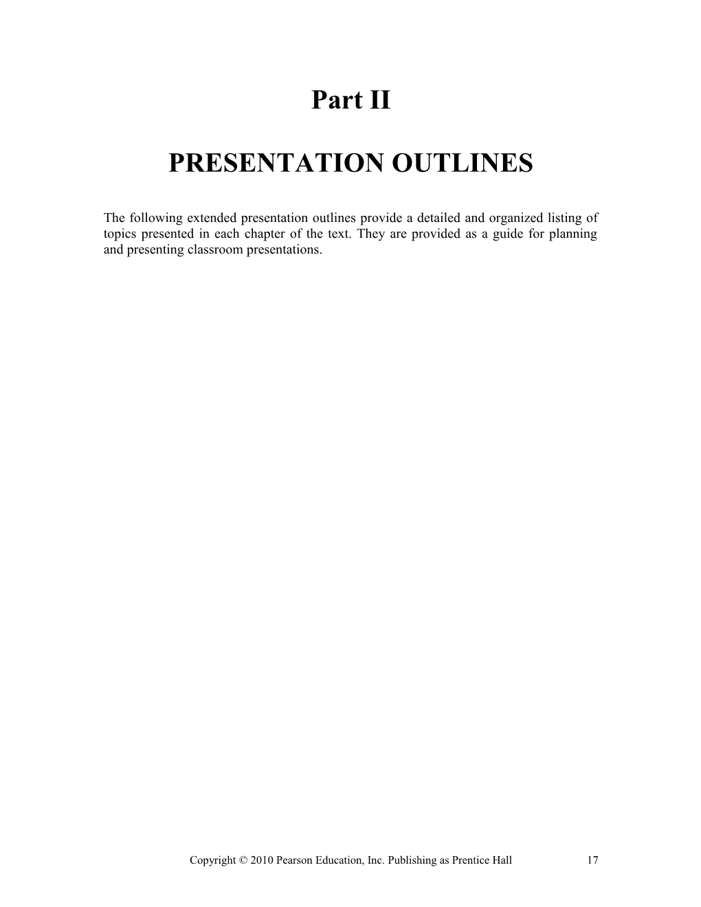 Presentation Outlines