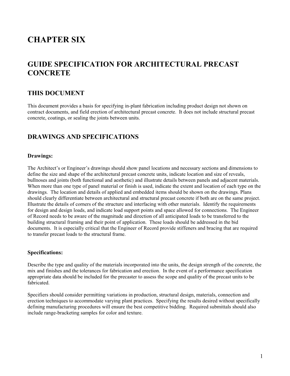 Guide Specification for Architectural Precast Concrete