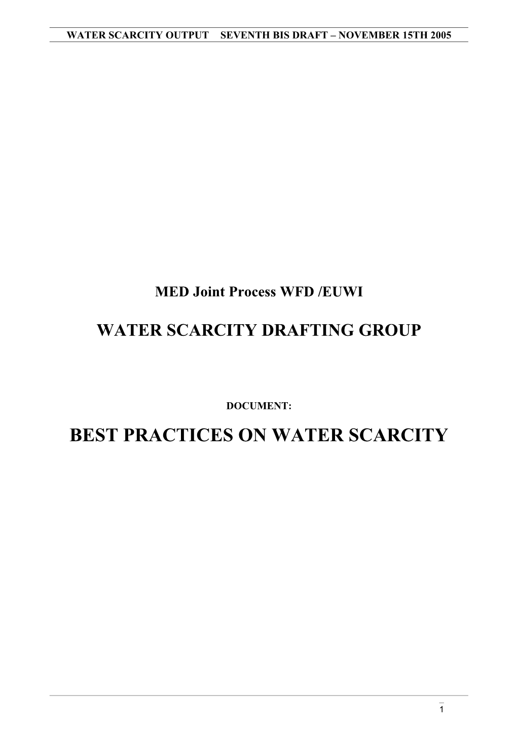 Water Scarcity Outputseventh Bis Draft November 15Th 2005