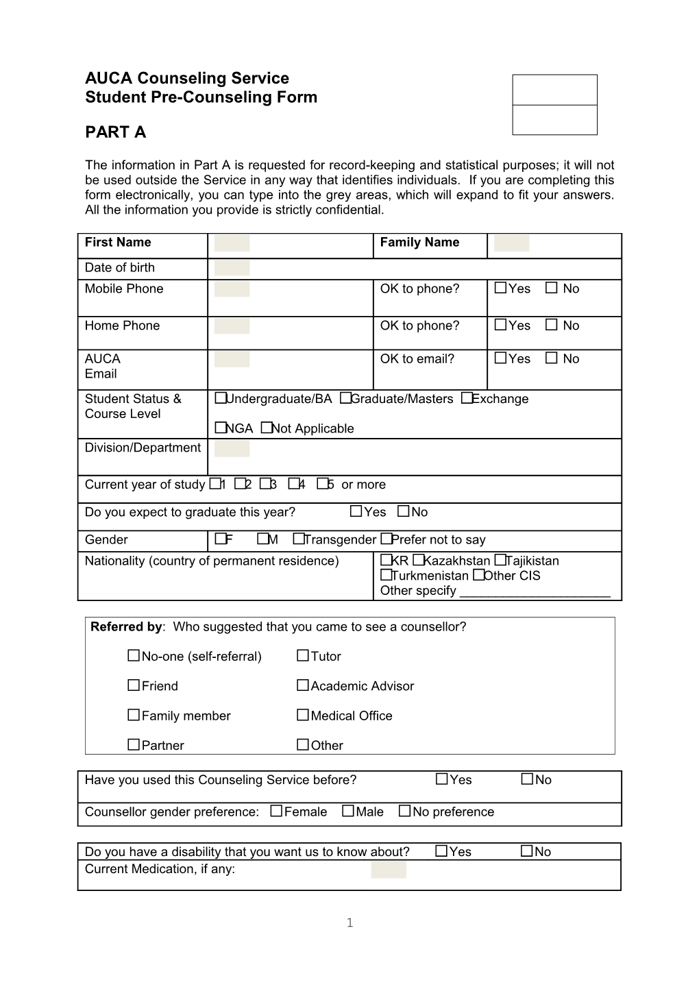UCS Initial Consultation Form