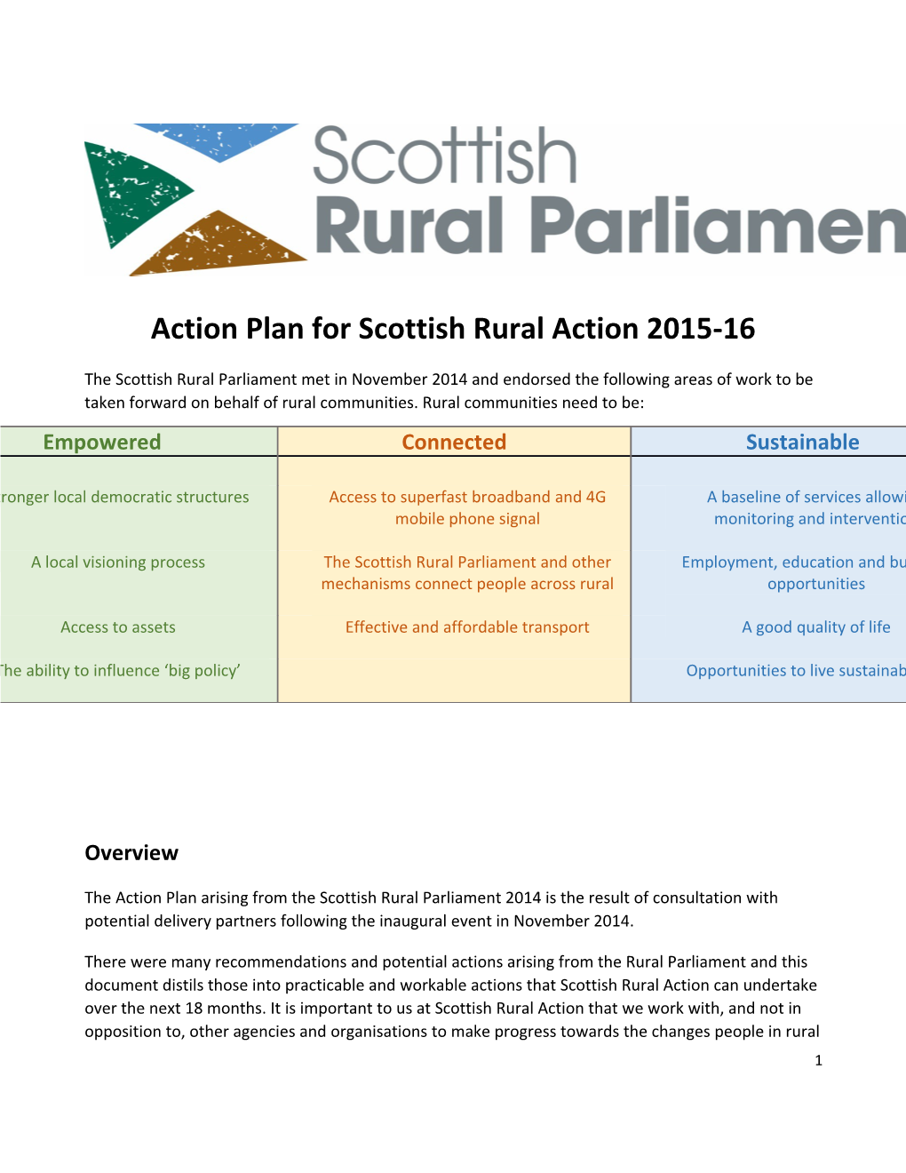 Action Planfor Scottish Rural Action 2015-16