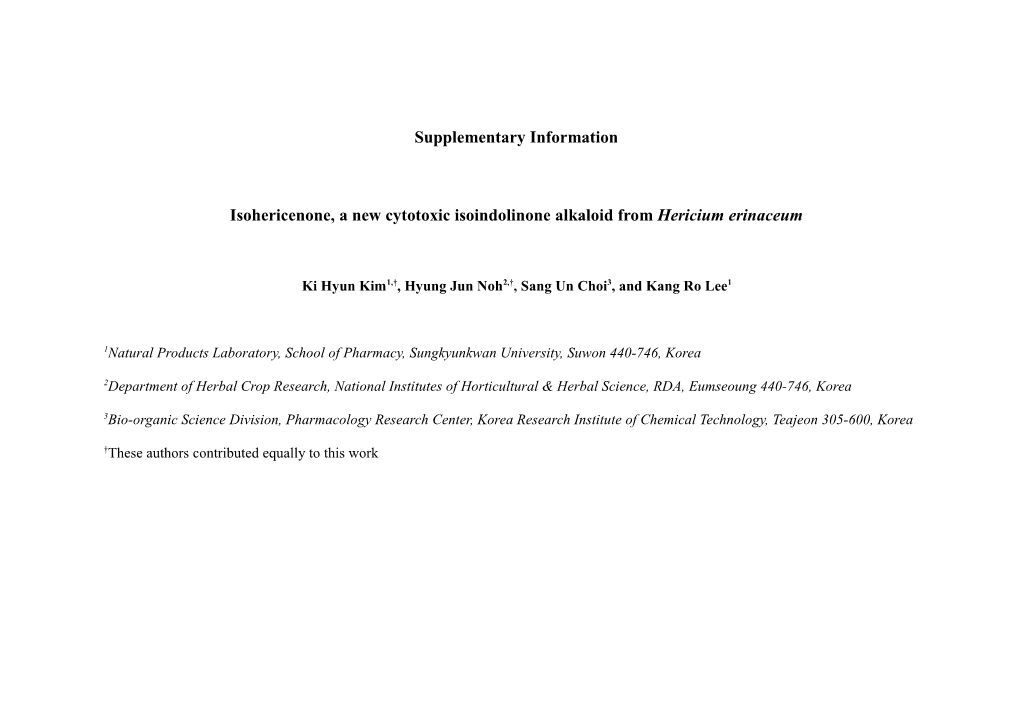 Isohericenone, a Newcytotoxic Isoindolinone Alkaloid from Hericium Erinaceum