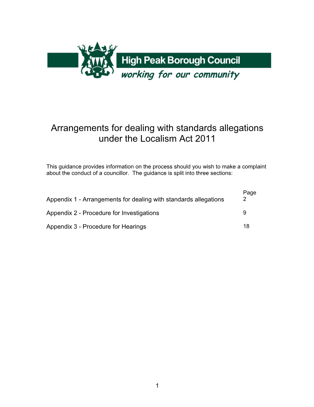Arrangementsfor Dealing with Standards Allegations Under the Localism Act 2011