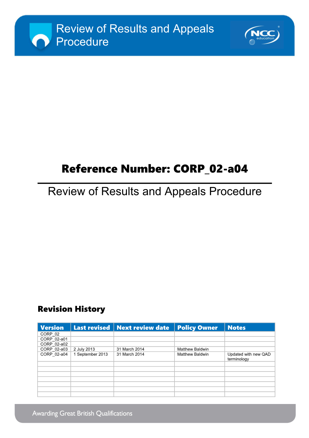 Reference Number: CORP 02-A04