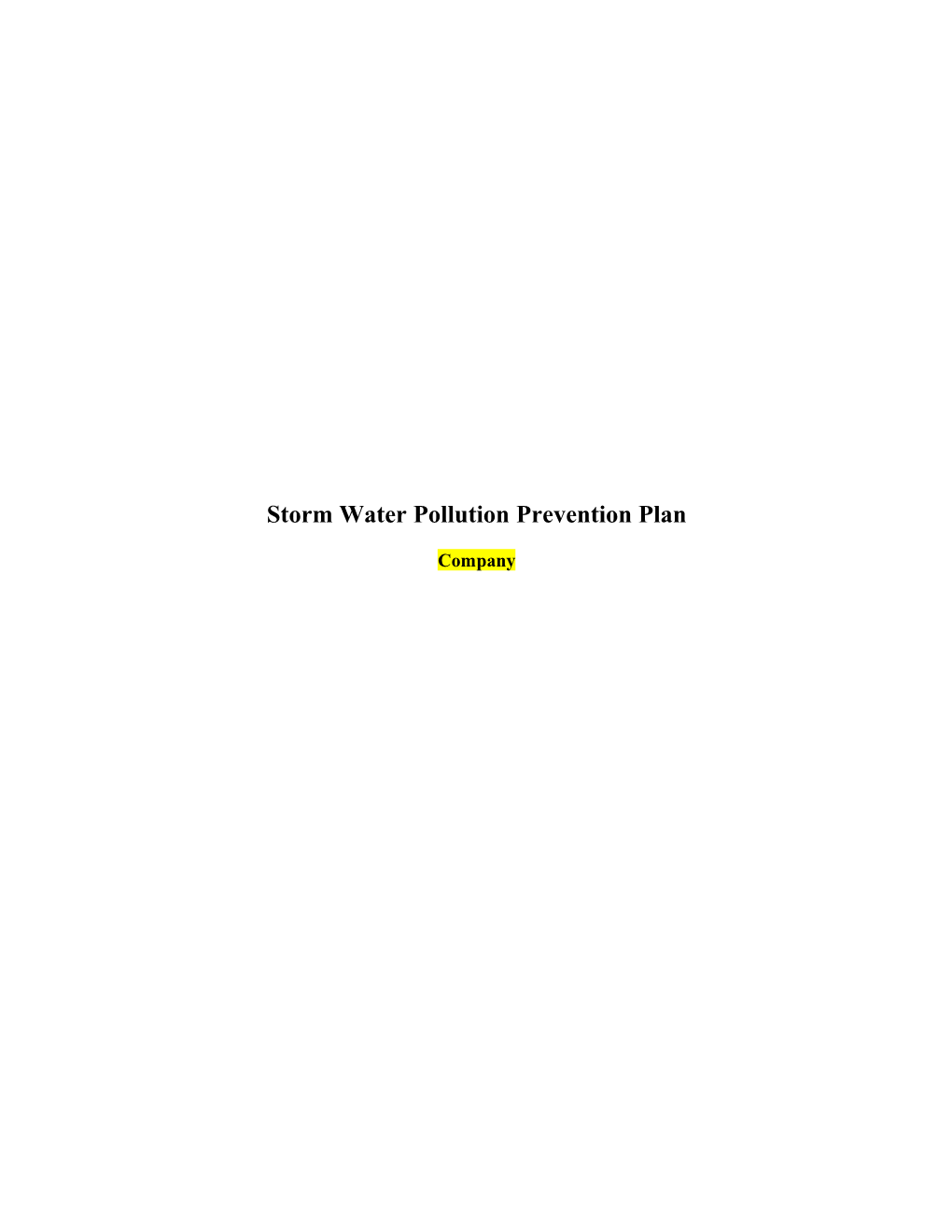 Storm Water Pollution Plan