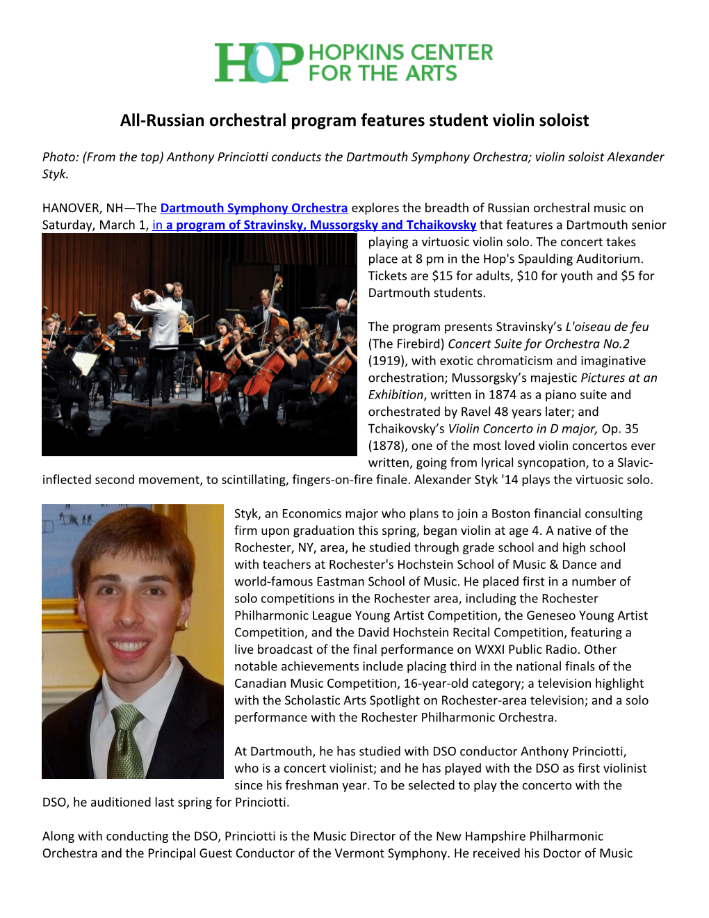 All-Russian Orchestral Program Features Student Violin Soloist