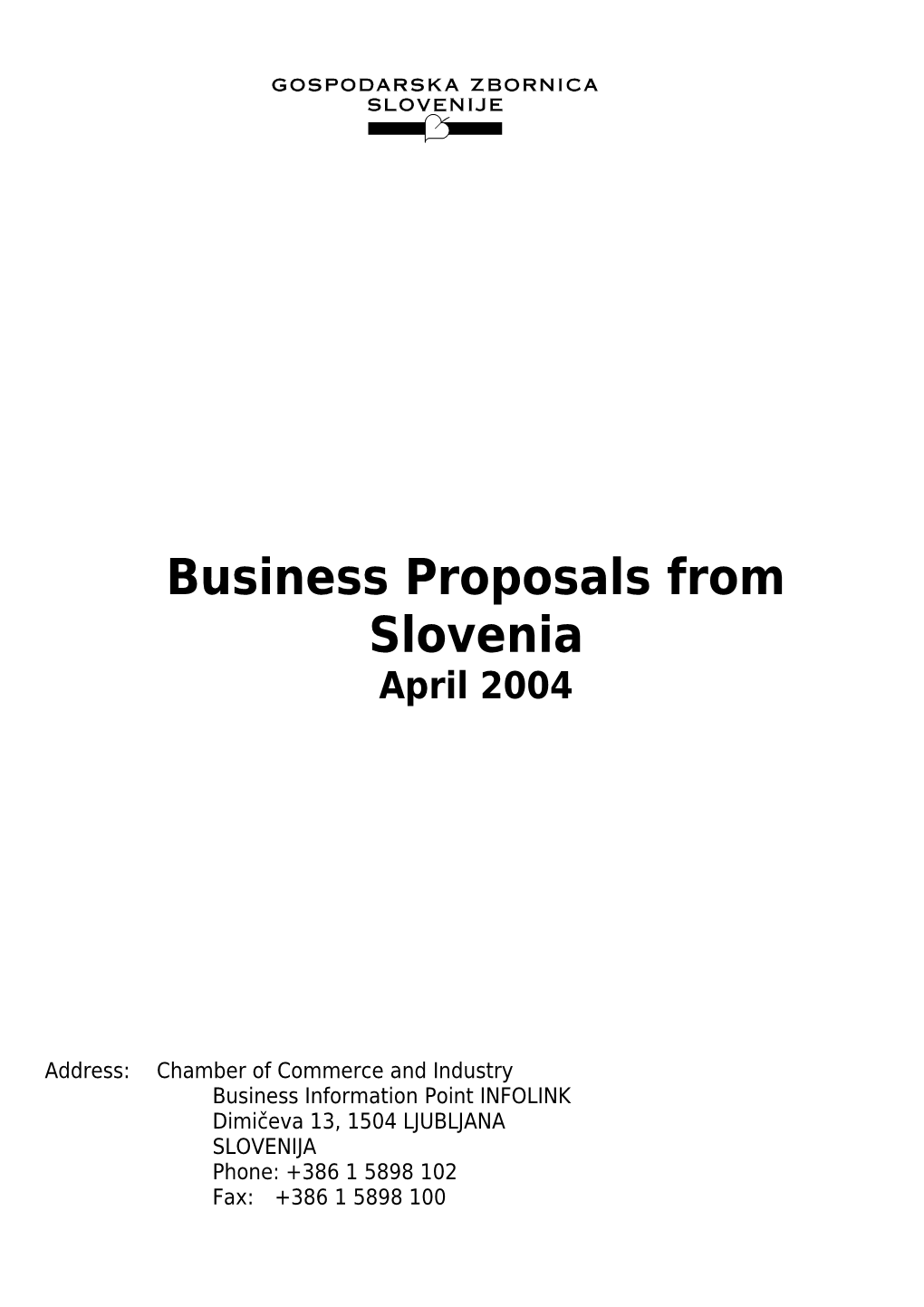 Business Proposals from Slovenia