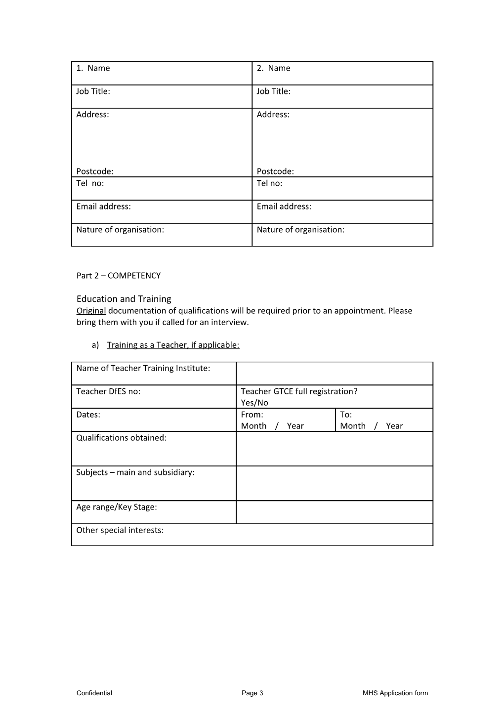 Moor House School & College Application Form