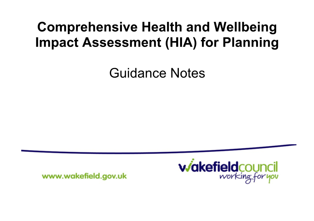 Comprehensive Health Impact Assessment Tool Guidance
