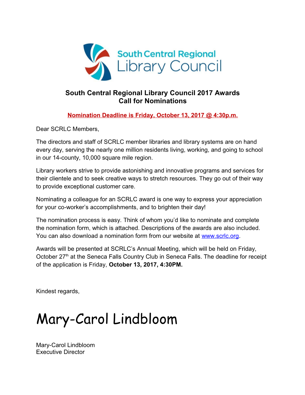 South Central Regional Library Council 2017 Awards