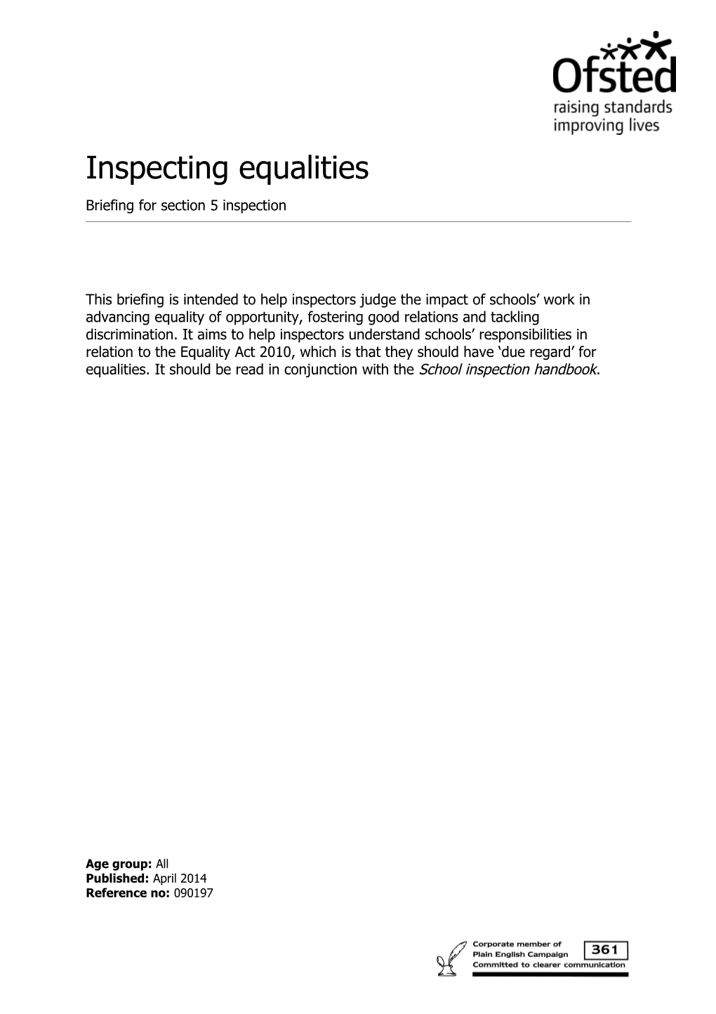 Inspecting Equalities Briefing