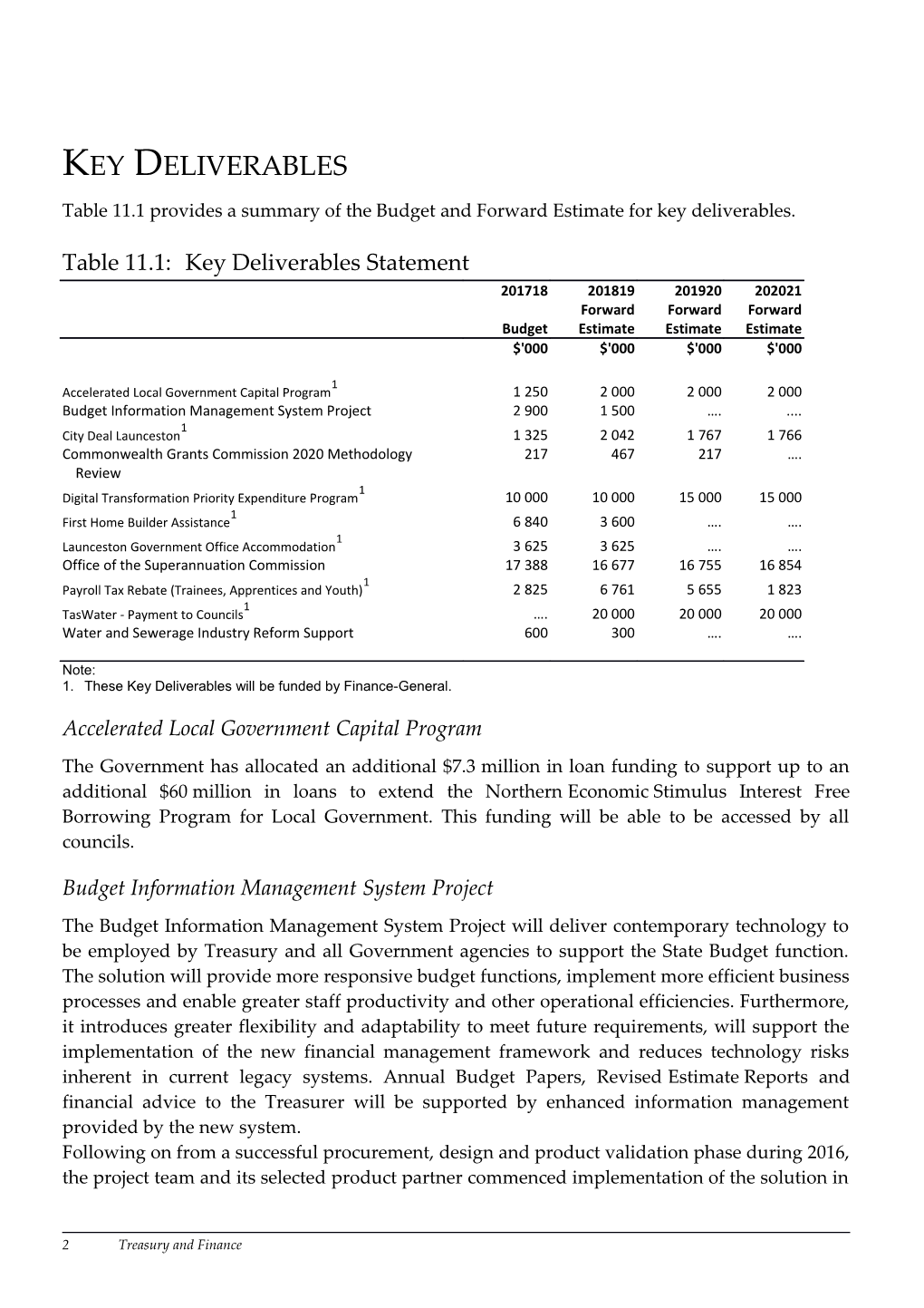 2017-18 Budget Paper 2 - Chapter 11 - Department of Treasury and Finance (Word Accessible)