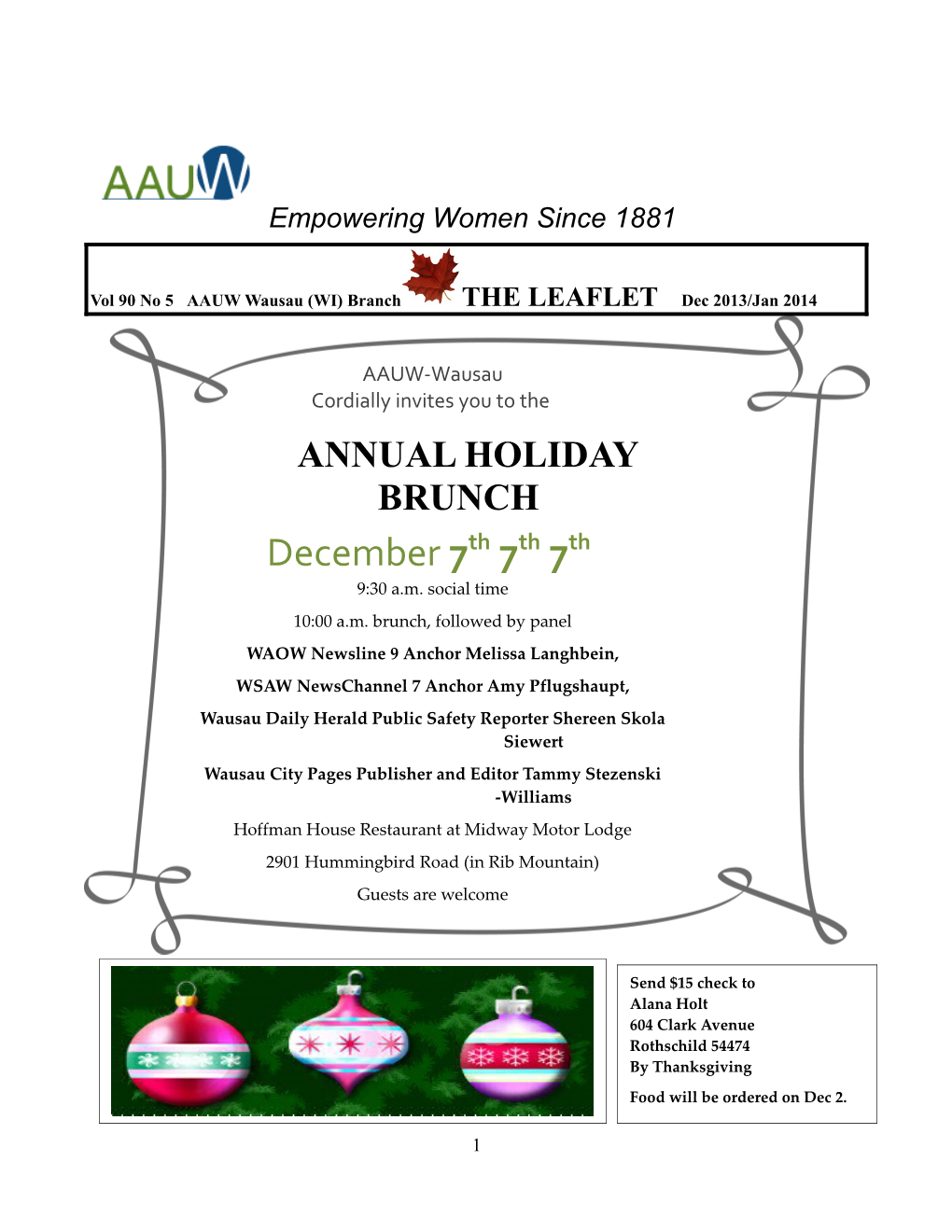 AAUW November Program New Leaders Reflections and Suggestions