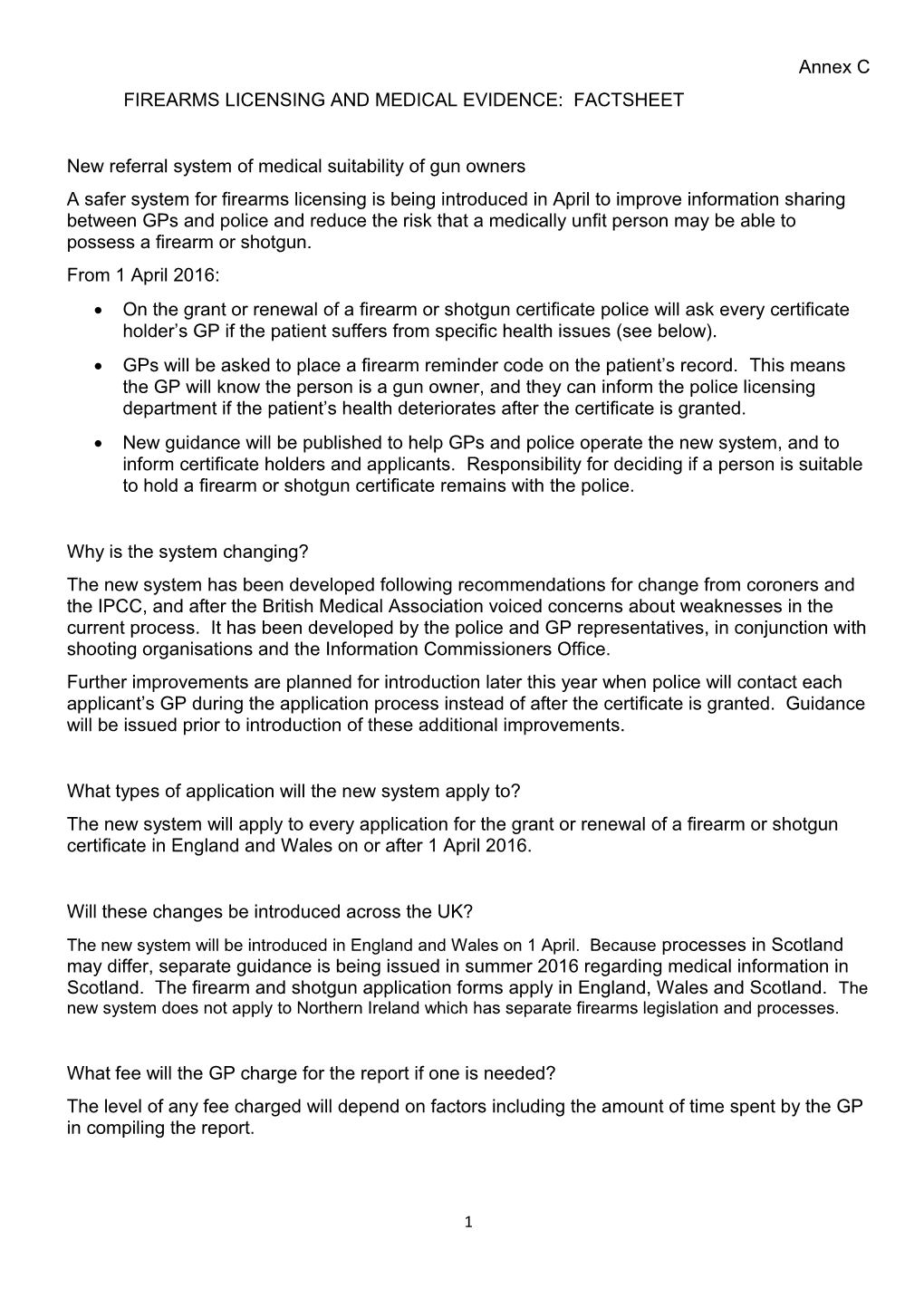 Firearms Licensing and Medical Evidence: Factsheet