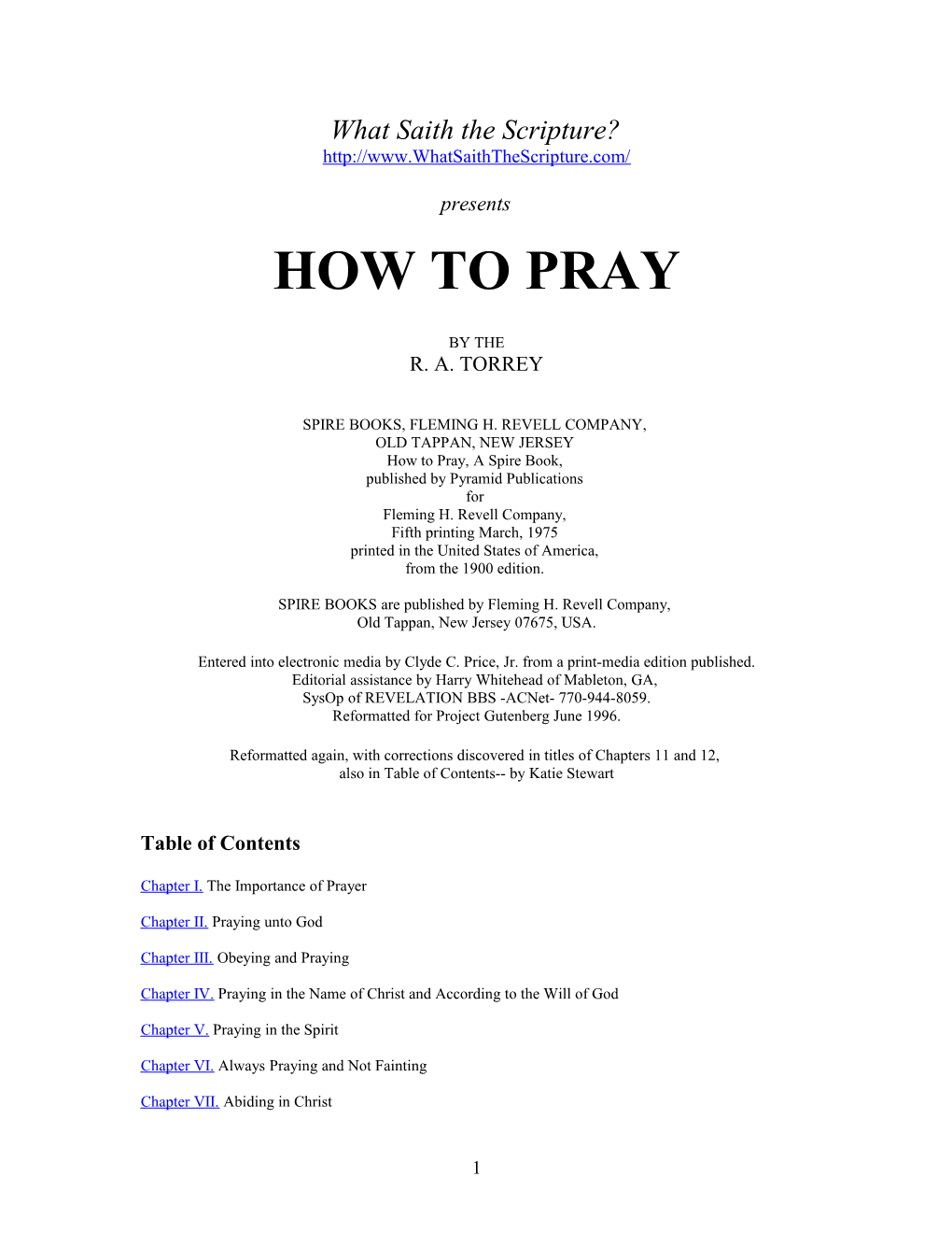 How to Pray Text by R. A. Torrey