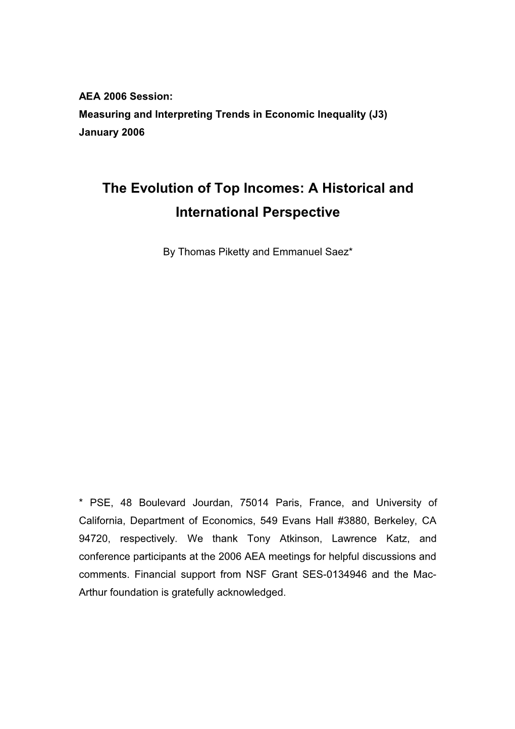Measuring and Interpreting Trends in Economic Inequality (J3)