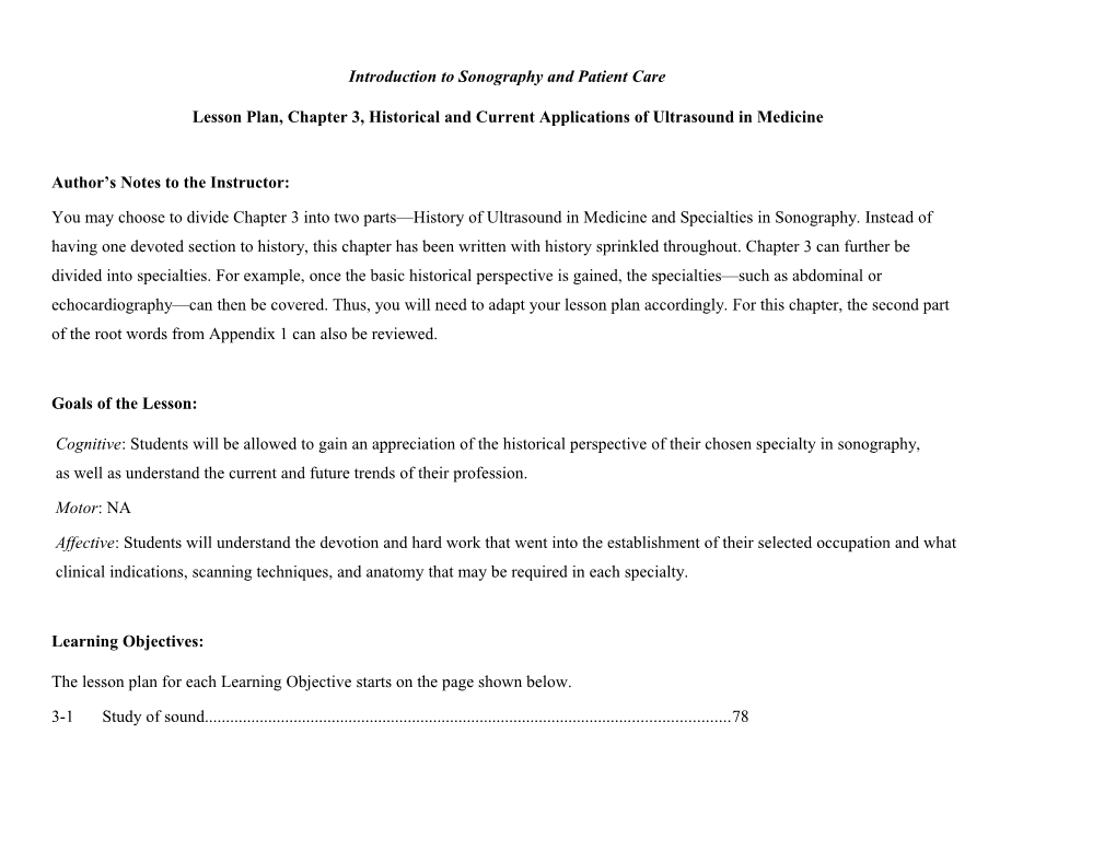 Introduction to Sonography and Patient Care