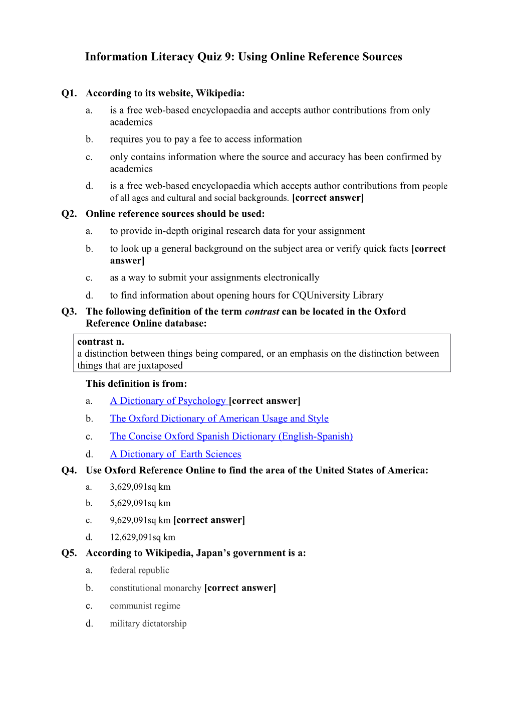 Information Literacy Assessment 10 Referencing