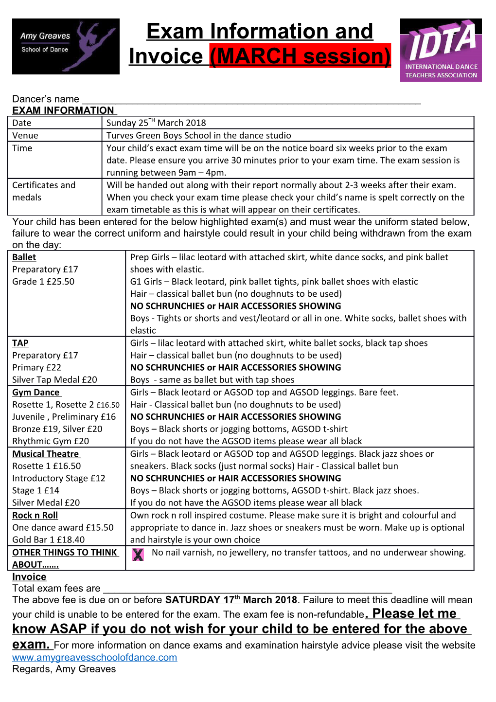 Exam Information