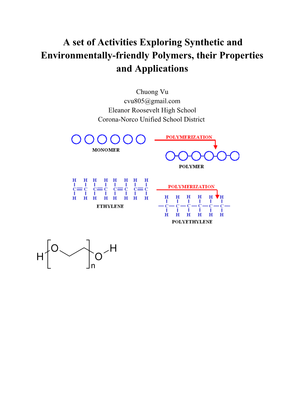 A Set of Activities Exploring Synthetic and Environmentally-Friendly Polymers, Their Properties