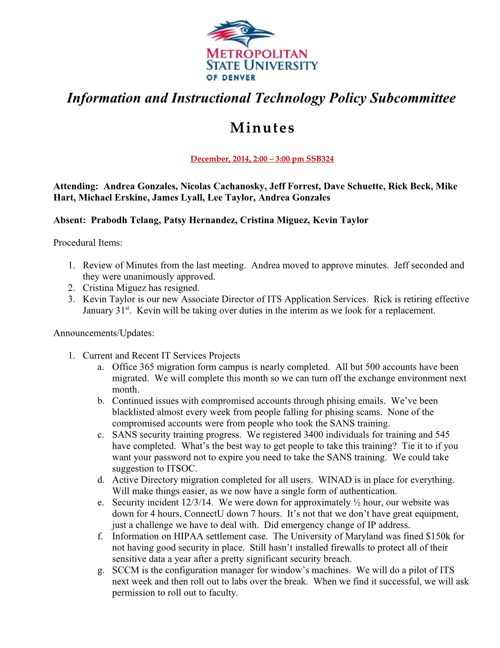 Information and Instructional Technology Policy Subcommittee