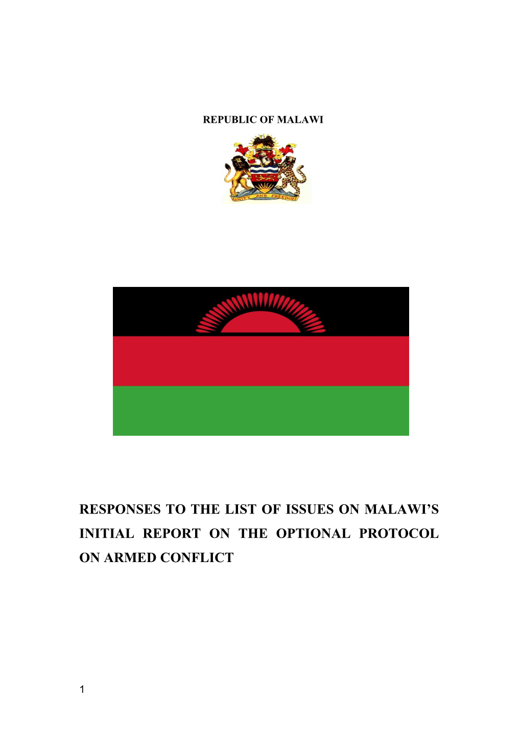 Responses to the List of Issues on Malawi S Initial Report on the Optional Protocol On