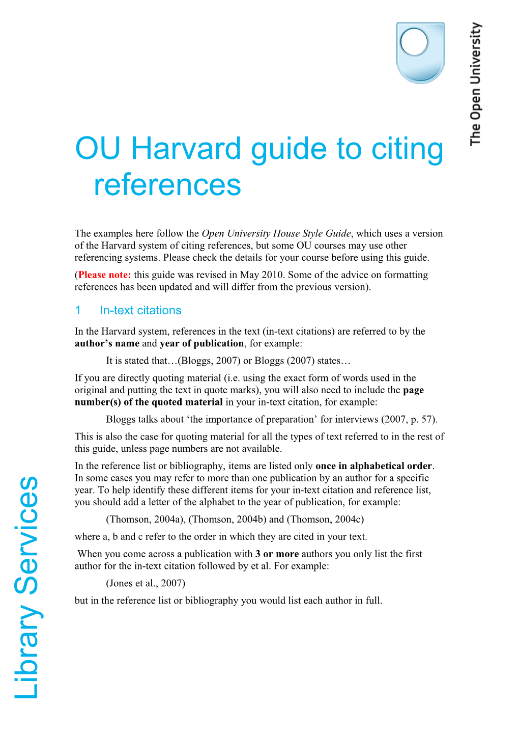 OU Harvard Guide to Citing References