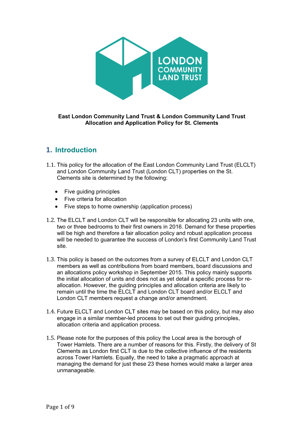 East London Community Land Trust &London Community Land Trust
