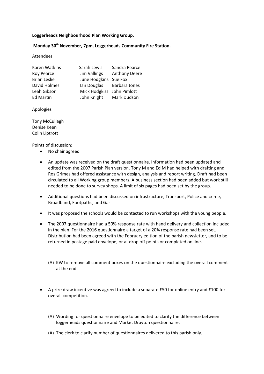 Loggerheads Neighbourhood Plan Working Group