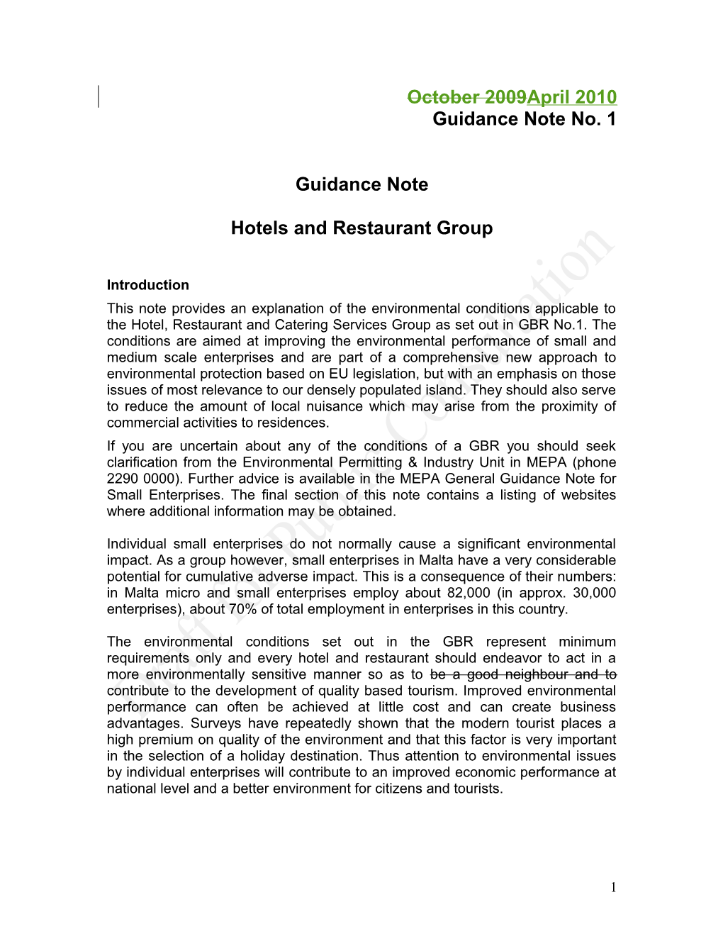 Guidance Note Hotels