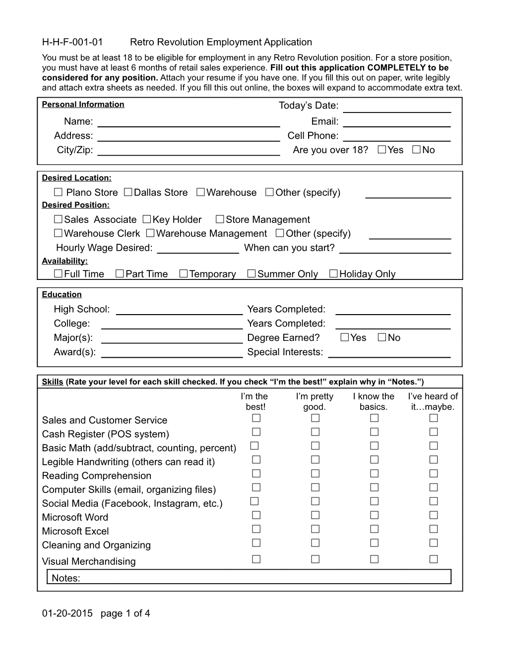 H-H-F-001-01Retro Revolution Employment Application