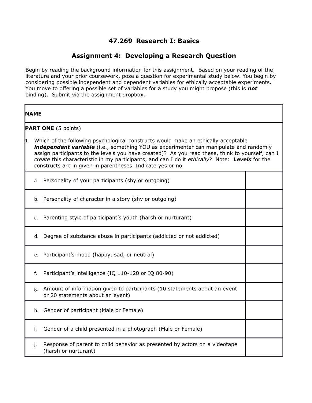 Assignment 4: Developing a Research Question