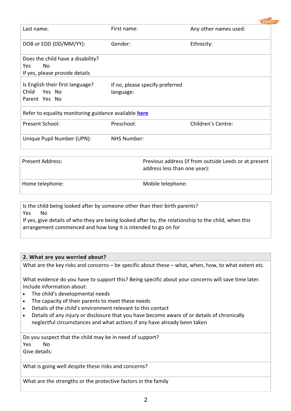 Common Request for Service Form
