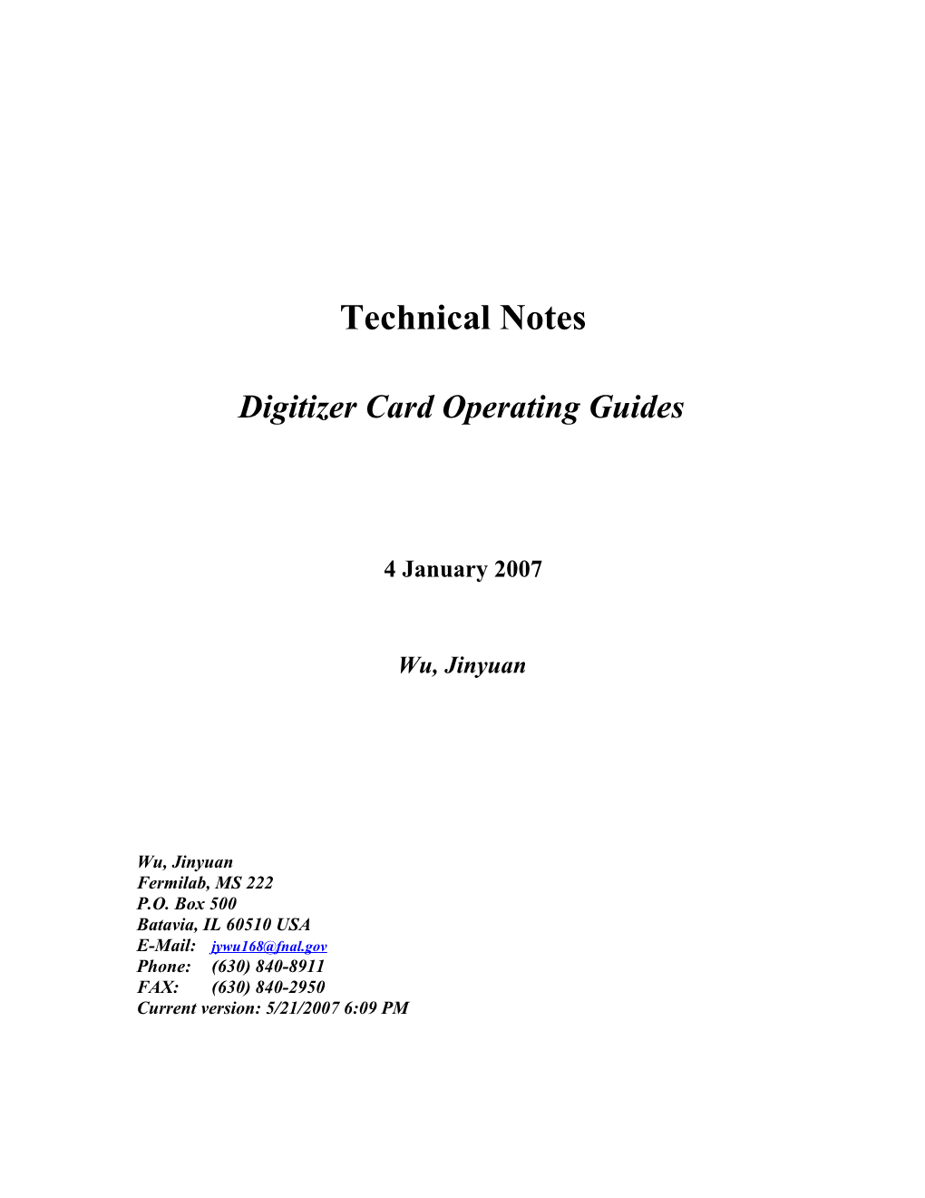 Digitizer Card Operating Guides