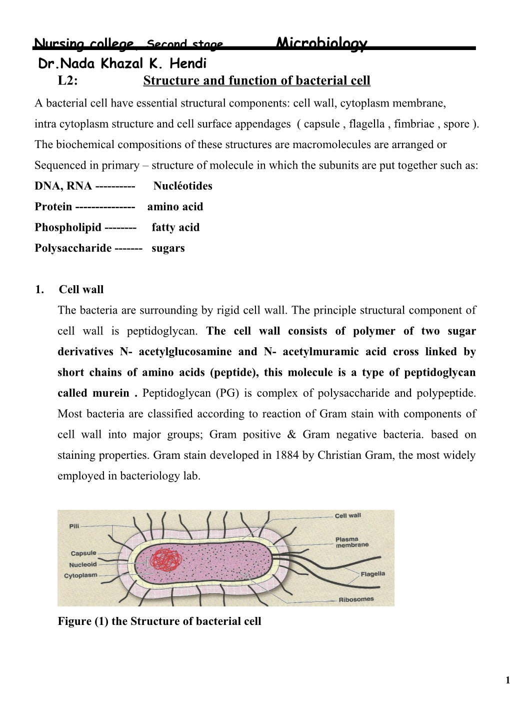 L2: Structure and Function of Bacterial Cell