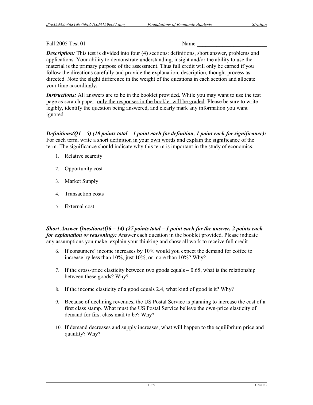 Test01 Finfoundations of Economic Analysisstratton