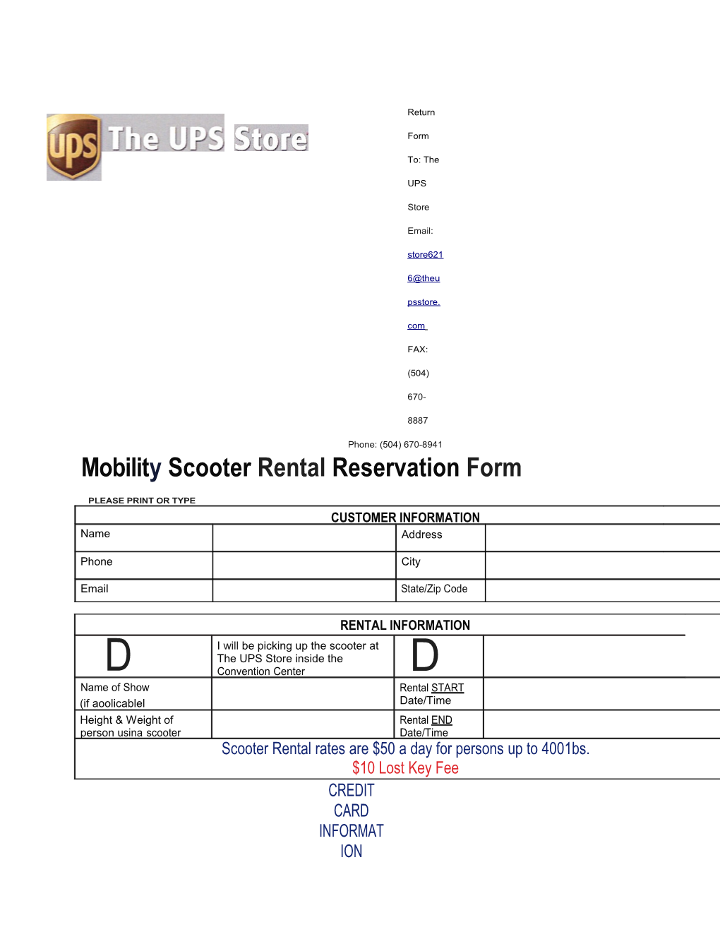 Mobilityscooterrentalreservation Form
