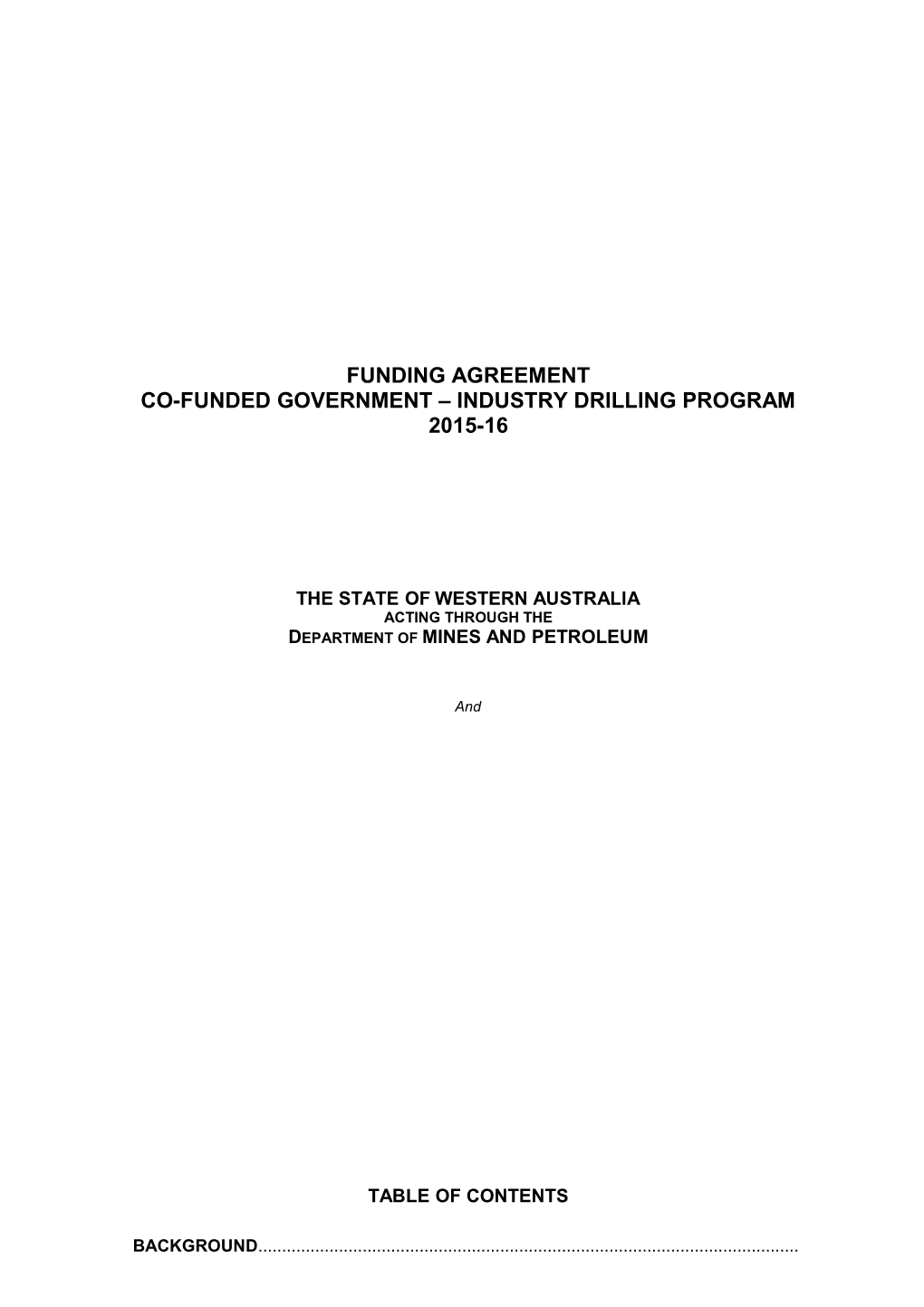 WA Co-Funding Drilling Agreement Proforma Round 5 2012-13
