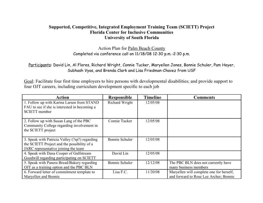 Supported, Competitive, Integrated Employment Training Team (SCIETT) Project