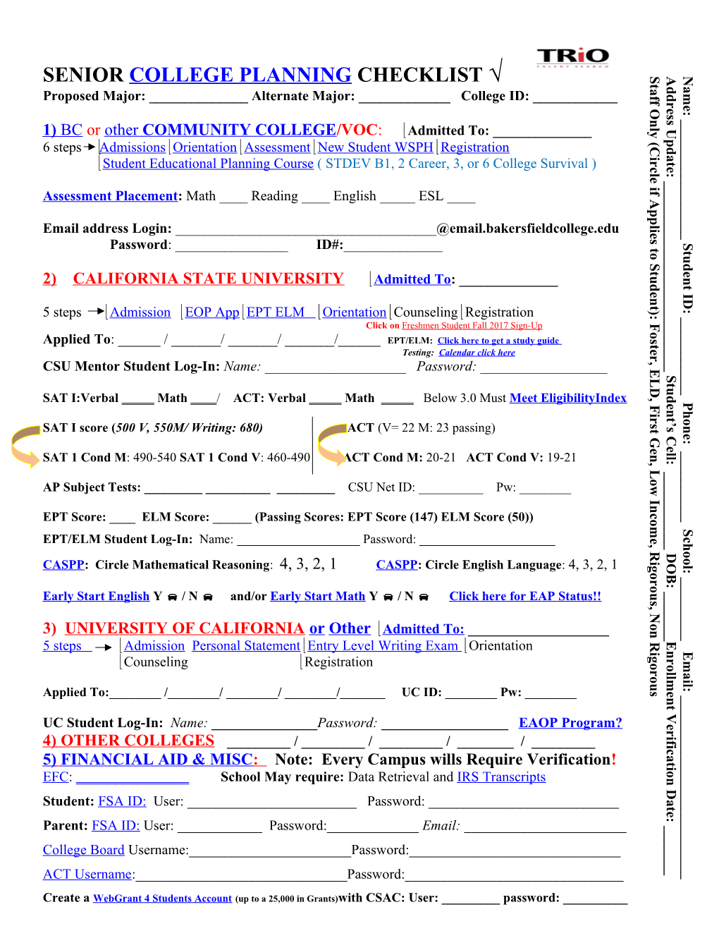 Senior College Planning Checklist