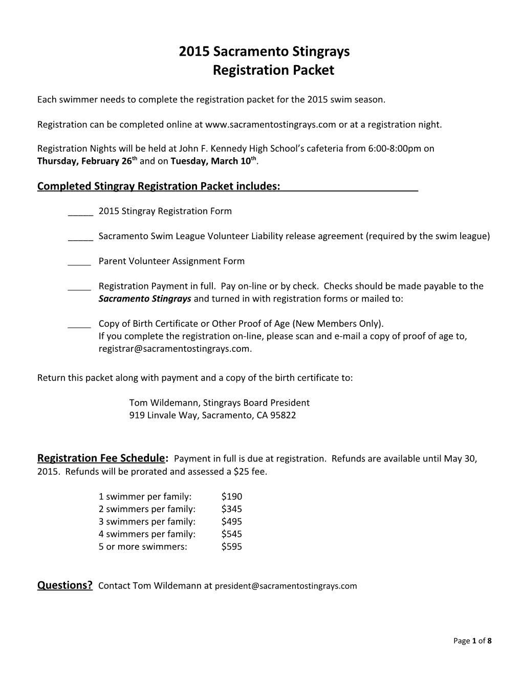 2015 Sacramento Stingraysregistration Packet