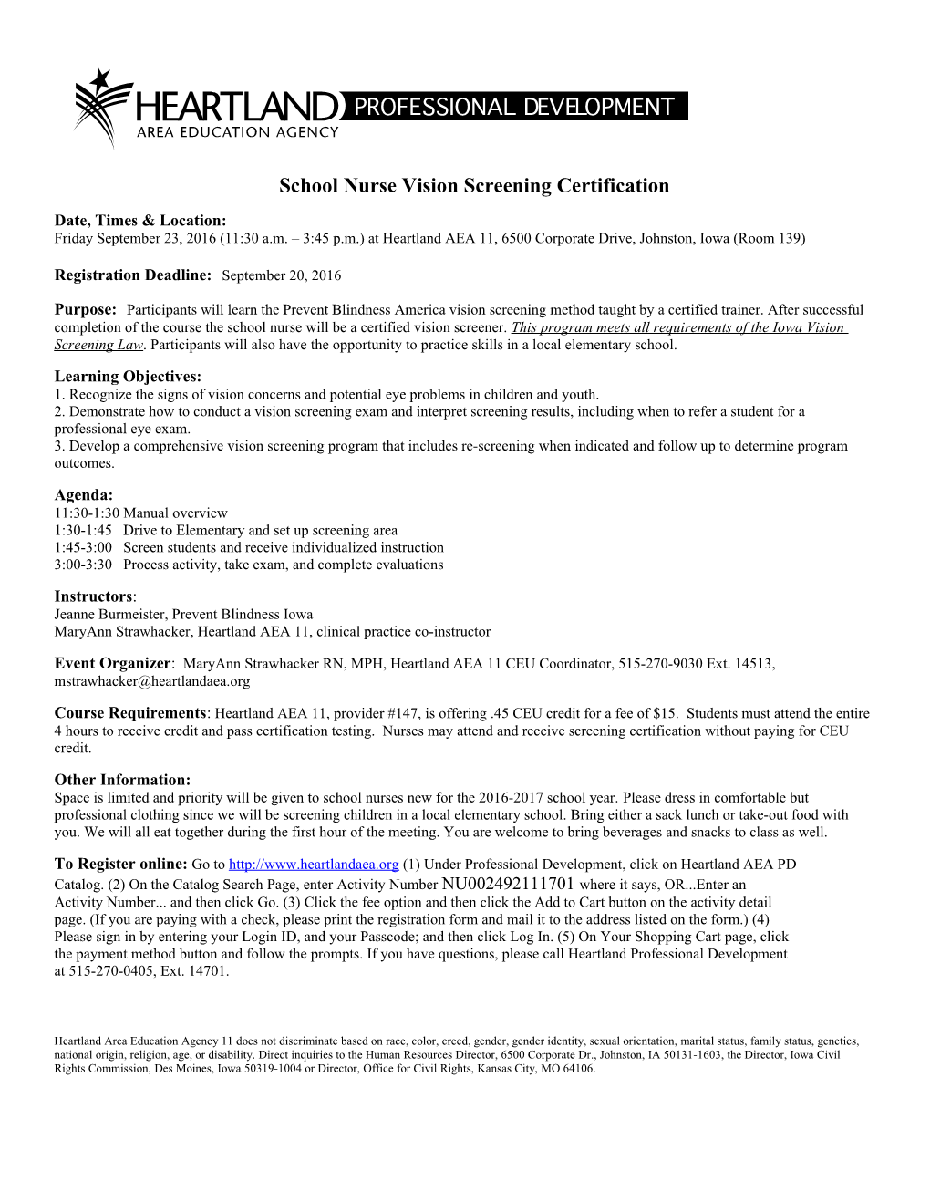 School Nurse Vision Screening Certification