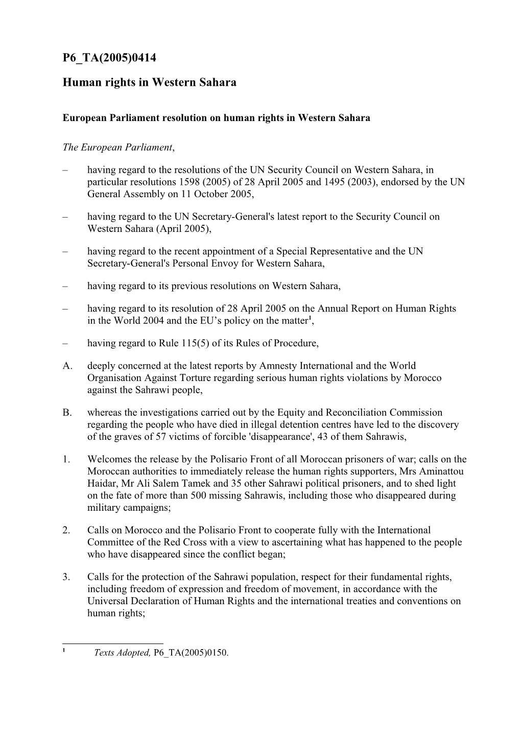 Human Rights in Western Sahara