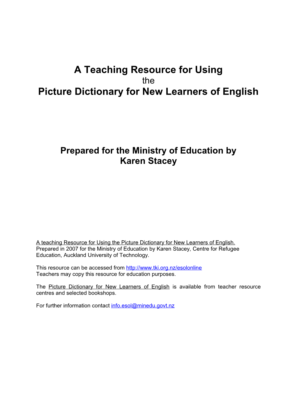 A Teaching Resource for Using