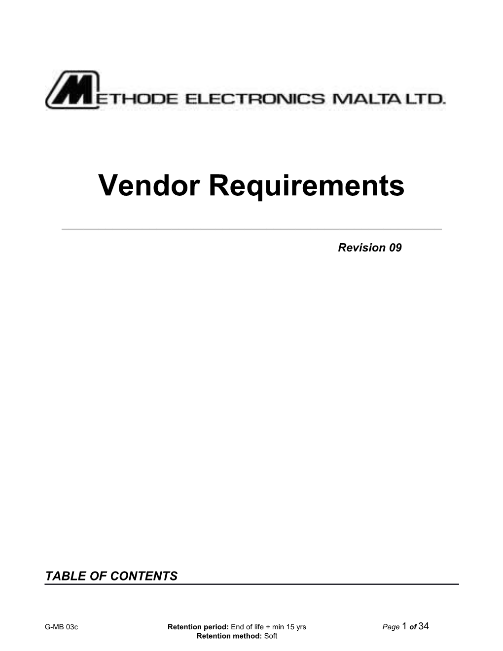 Vendor Requirements