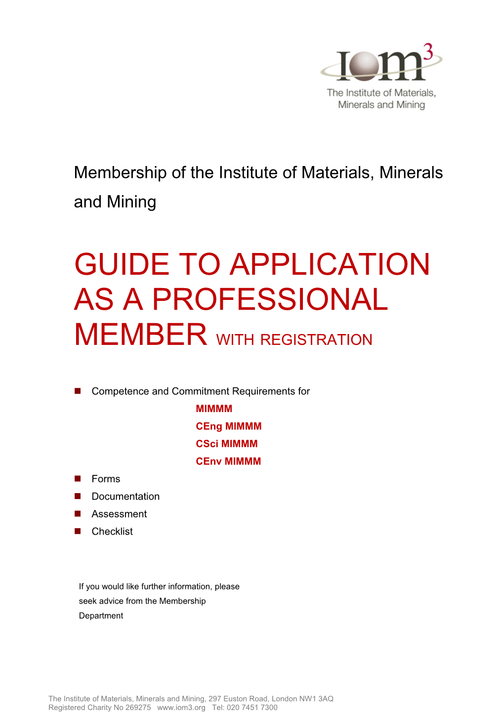 Guide to Application As a Professional Member